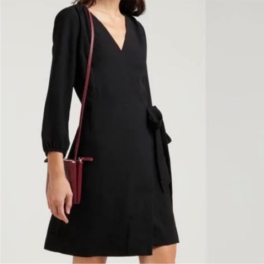 NWT J. Crew Wrap Dress 365 Crepe Black Women’s Size 2